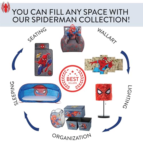 Marvel Spider-Man Kids Pop-Up Hamper - Collapsible Laundry Basket with Handles, Blue