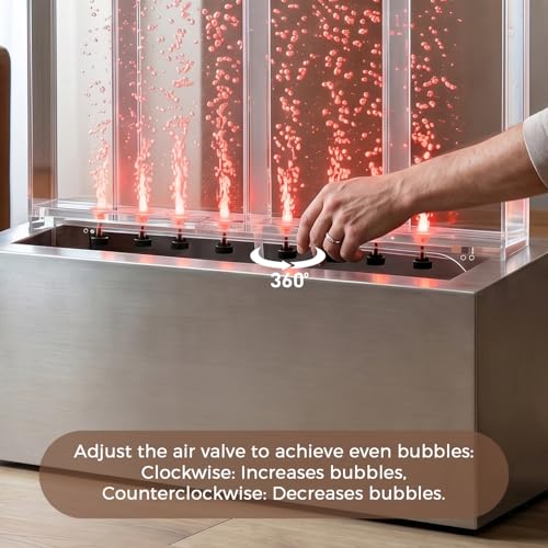 63-inch Indoor Floor Standing Bubble Wall Fountain with LED Color Lights