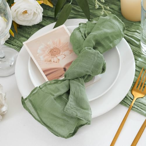 12-Pack Sage Green Cheesecloth Napkins, 20" x 20" Rustic Gauze Table Decor