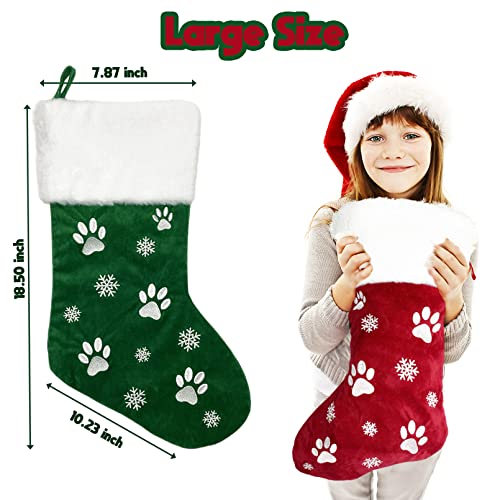 18-Inch Burlap Christmas Stockings with Plush Cuff, 2-Pack Holiday Decor