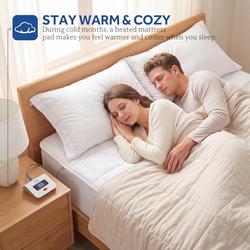 Queen Electric Mattress Pad with 10 Heat Settings - Machine Washable