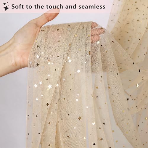 Sheer Star and Moon Canopy Bed Curtains for Kids Montessori and Twin Beds