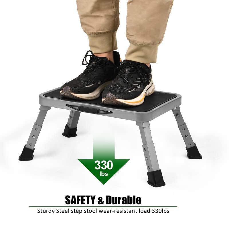 Adjustable Folding Step Stool with Non-Slip Platform - 330 lbs Capacity