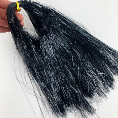 Shiny Black Tinsel Icicles for Christmas Tree & Holiday Decor - 2000 Strands, 18"
