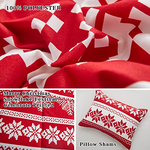 Flysheep Christmas Reversible Comforter Set King Size 102x88 Inches with 2 Pillow Shams
