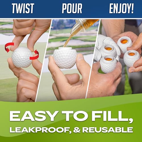Golf Shot Glasses Set - 12 Golf Ball-Shaped Liquor Flasks with Lids, Funny Gift for Golfers