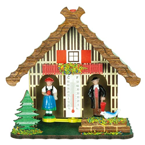 German Black Forest Weather House TU 803 - Traditional Wooden Humidity Indicator