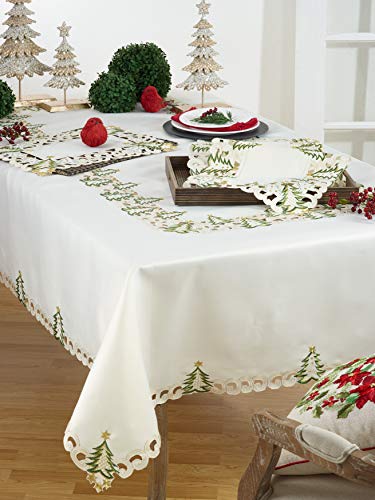 Saro Lifestyle Pandoro Ivory Christmas Tree Runner 16 x 90 Polyester