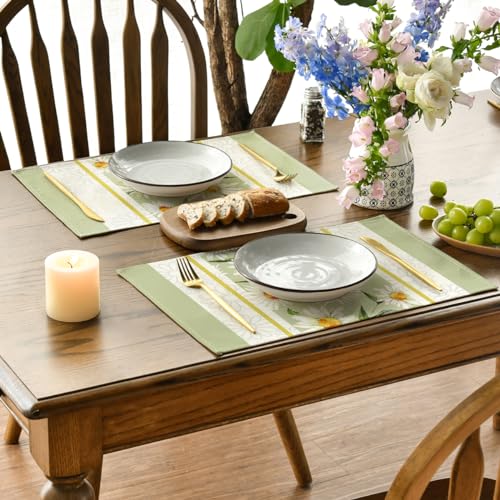 Artoid Mode Eucalyptus Leaves Daisy Vase Placemats for Dining Table,