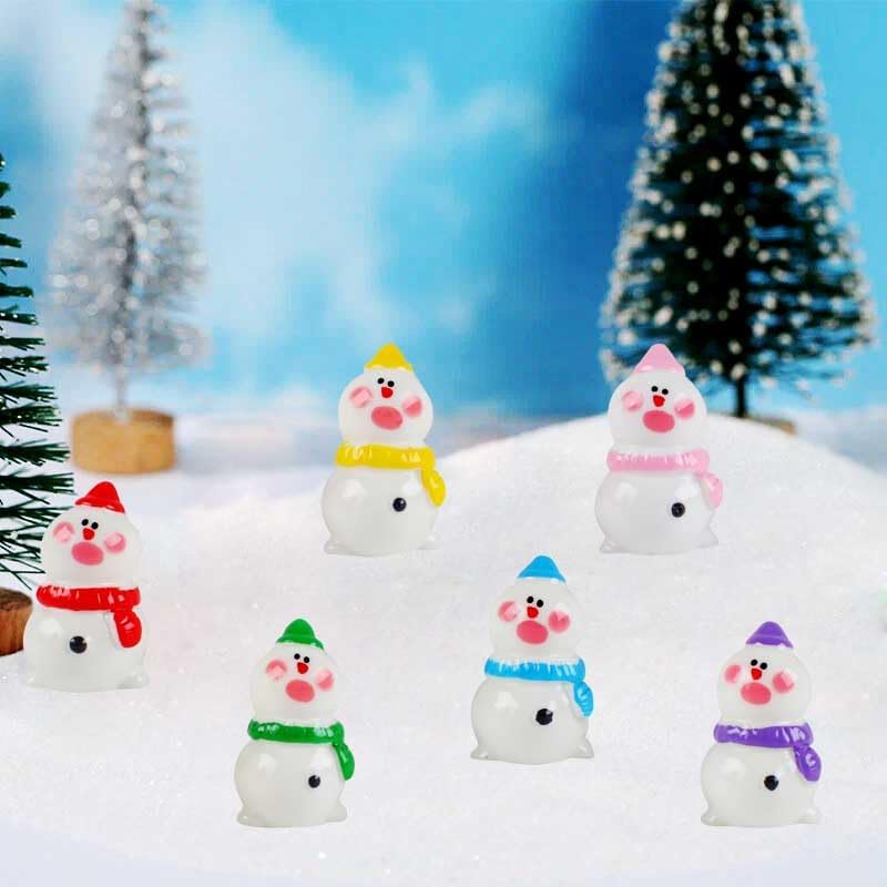 Skiennix Mini Snowman Figurines - 48pcs Christmas Resin Decorations with Top Hat for DIY Party Decor