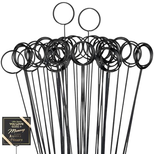 30 Pcs Floral Card Holder Picks, 13.4-Inch Metal Wire Photo Sticks, Black