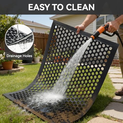Heavy Duty Rubber Door Mat 17x30 Inch - Non-Slip Waterproof Outdoor Doormat