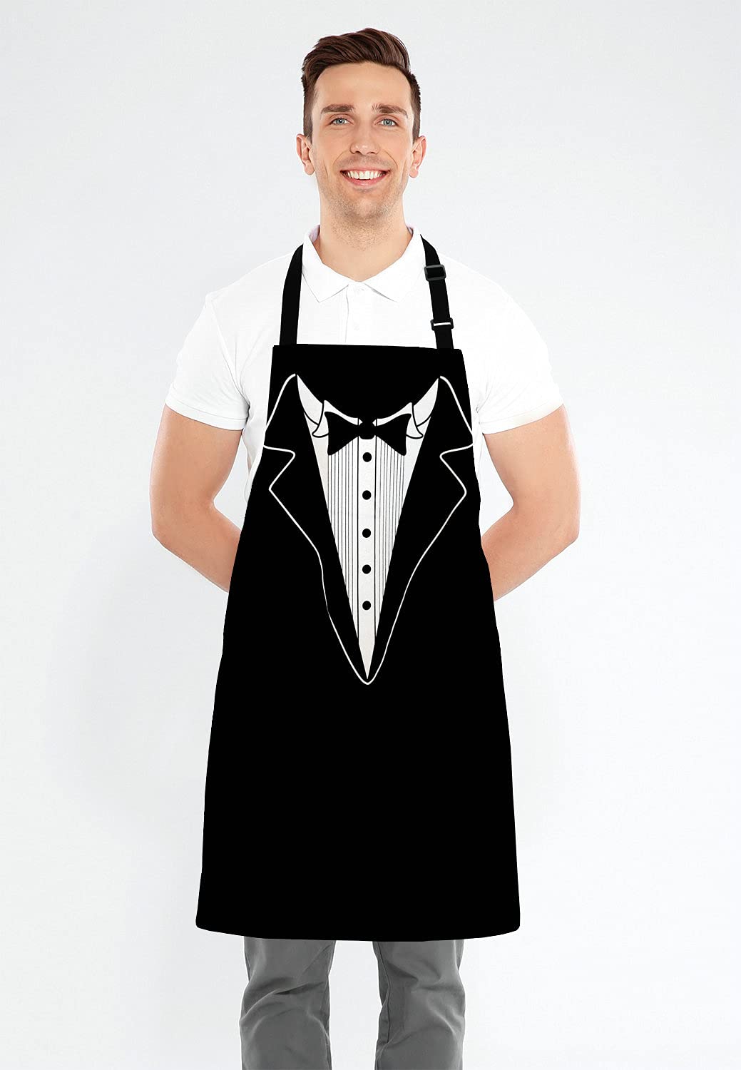Lefolen Funny BBQ Apron Grilling Present - Novelty Fathers Day Grilling Present - BBQ Tuxedo Waistcoat - Barbecue Grill Present For Men