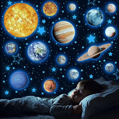 Glow in the Dark Solar System Wall Decals - 780 Piece Star & Planet Set