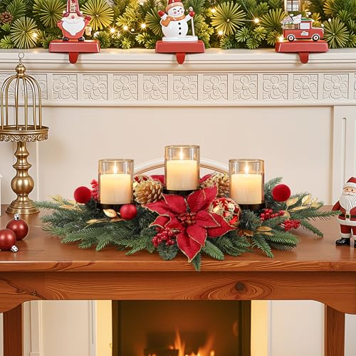 28-Inch Christmas Table Centerpiece Candle Holder with 3 Trays