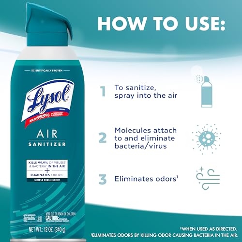 Simple Fresh Air Sanitizer Spray 10oz Pack of 3 - Odor Eliminator & Bacteria Killer