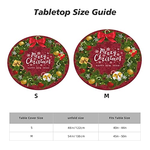 KUOAICY 44-Inch Waterproof Elastic Edge Round Fitted Tablecloth for Dining