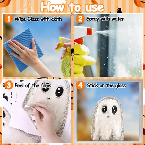 6 Sheets Halloween Ghost Window Clings - Waterproof Reusable Decals