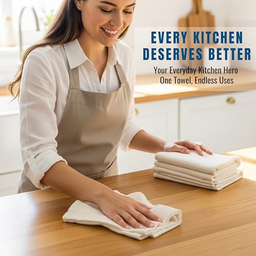 100% Cotton Flour Sack Towels 18x28 - 3 Pack Absorbent Dish & Craft Towels