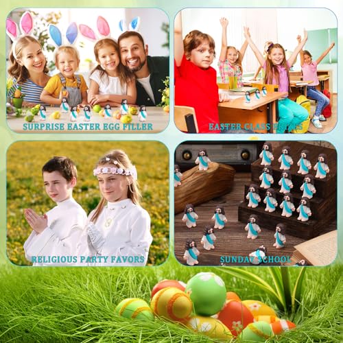 Mini Jesus Figures 200 Pack Religious Party Favors Cyan Blue