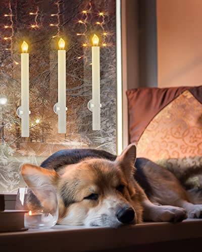 RONXS 12pcs Gold LED Window Candles with Timer Flameless Battery Operated