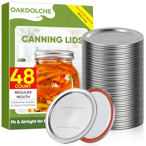 70mm Regular Mouth Mason Jar Lids - 48 Pack Airtight Canning Lids
