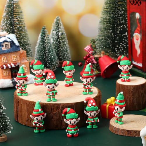 Christmas Mini Elf Figures Set of 30 Tiny Holiday Decorations - Smooth Style