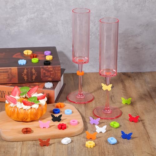 48 Pcs Silicone Wine Glass Charms Drink Markers for Stemware - Lusofie