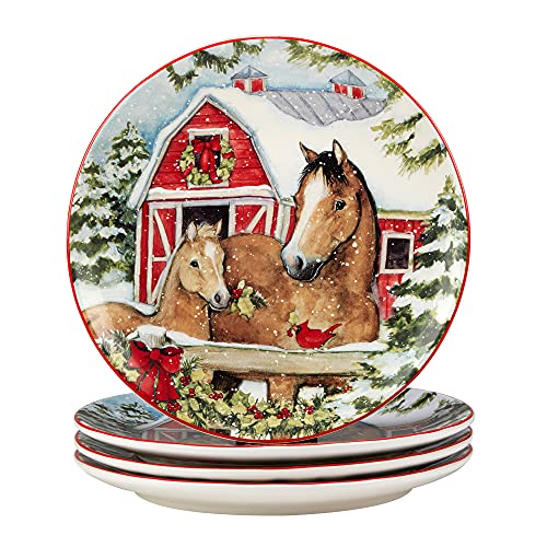 Large Certified International Homestead Christmas Dinner Plates Set of 4
