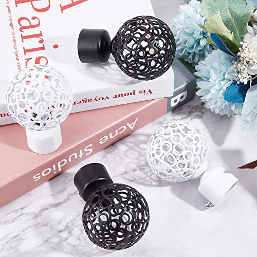 2pcs Decorative Curtain Rod Finials, 28mm Black Metal Ball Cage End Caps