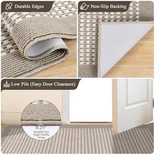 2x6 ft Laundry Room Runner Rug, Non-Slip Washable Kitchen Floor Mat Beige