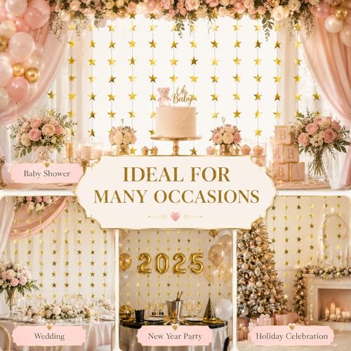 Gold Star Garland 156ft Hanging Banner for Party Decorations