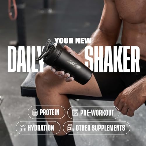 24 oz Insulated Stainless Steel Shaker Bottle with Wire Whisk - Black