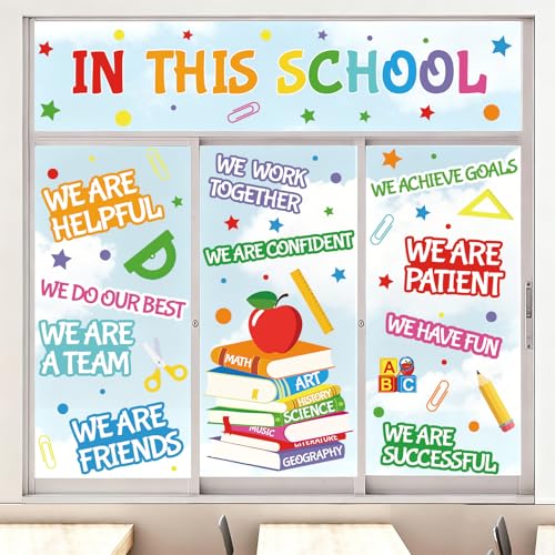 Back to School Window Clings - 96 Colorful Motivational Decals
