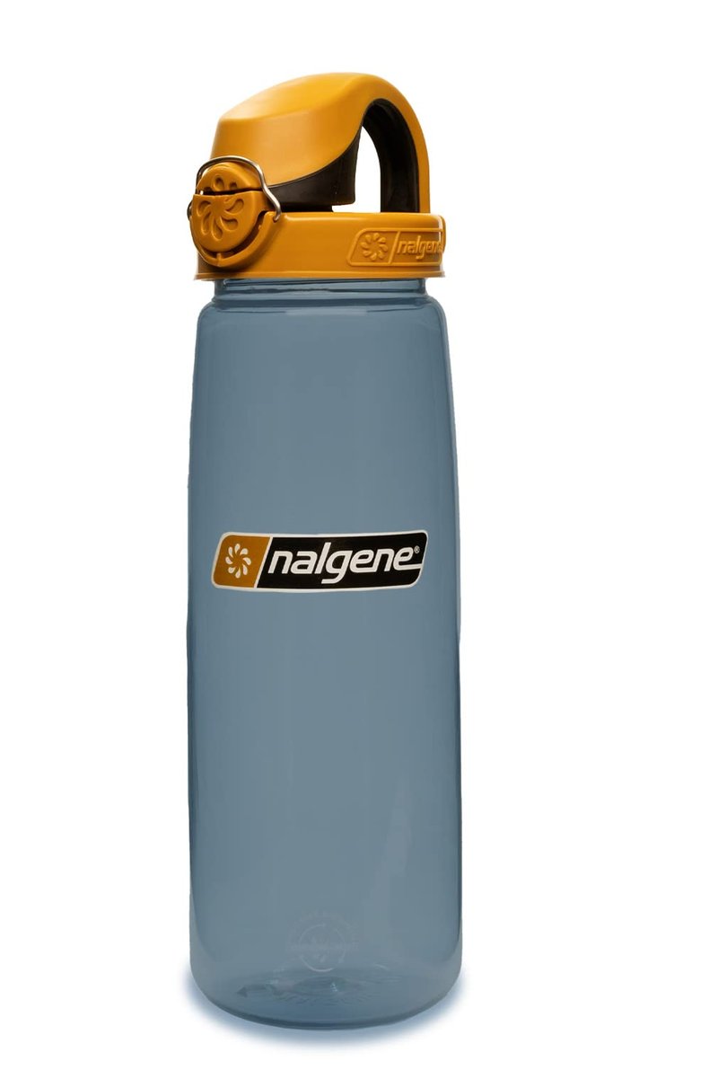Nalgene Sustain Tritan BPA-Free On The Fly Water Bottle Made with Material Derived from 50% Plastic Waste (Using ISCC Certified Mass Balance), 24 OZ, Rhino with Brown/Black