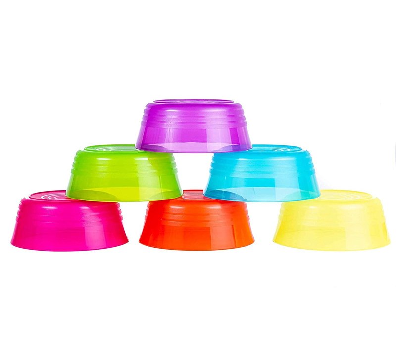 Cuddly Hippo Kids Plastic Dinnerware Set of 24 Multi Color Bowls - Reusable, BPA-Free, Dishwasher Safe and Microwaveable