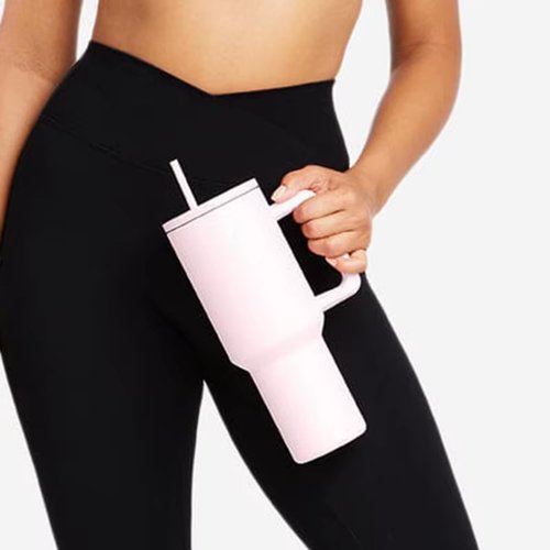 40 oz Stainless Steel Insulated Water Bottle with Handle and Straw – Large Tumbler for Cold Drinks – Leakproof BPA-Free Thermos for Travel, Gym, Office (PINK)
