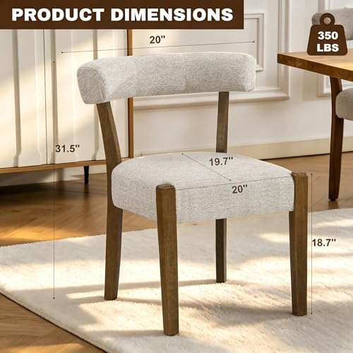 Mid-Century Modern Upholstered Dining Chairs, Set of 4, Walnut Finish