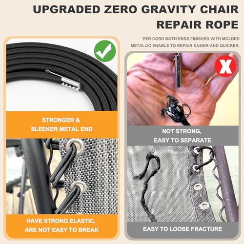 12-Piece Zero Gravity Chair Replacement Cord Kit, Elastic Nylon Repair Set
