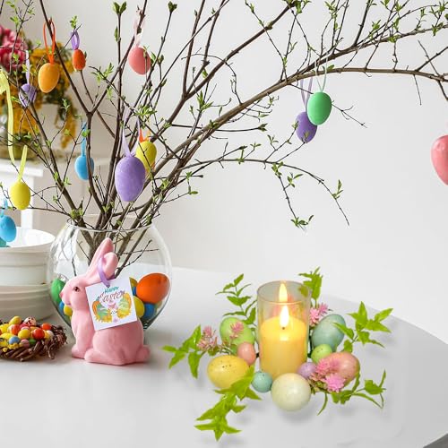 3-Pack Easter Egg Candle Rings - 9" Spring Mini Wreaths for Table Decor