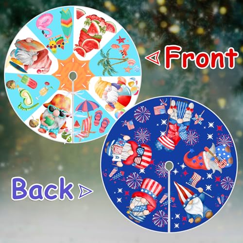 15-Inch Reversible Mini Tree Skirt - Patriotic 4th of July & Summer Gnomes
