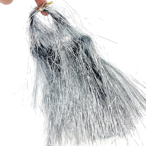 Heyiwell Silver 2000 Strands Iridescent Tinsel Icicles for Christmas Tree Decorations, 18 Inch