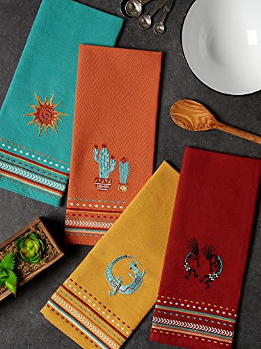 Southwest Stripe Cotton Kitchen Dishtowel Set, 18x28 Inch, 4-Piece
