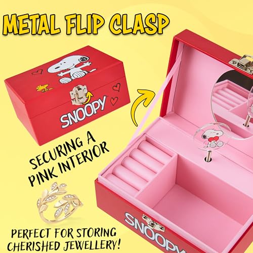 Snoopy Musical Jewelry Box for Girls with Ring Storage and Compartments