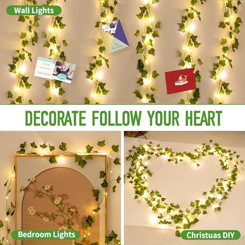 Alabeila Nest Artificial Ivy Garland with 100 LED Fairy Lights 33ft
