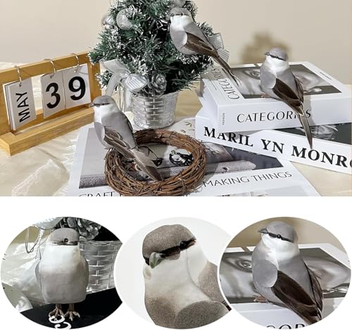Northern Mockingbird Artificial Bird Ornament 2-Pack for Home Decor & Crafts