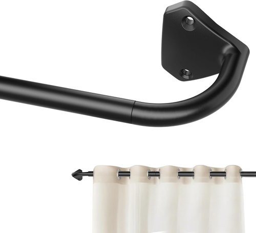 GXOACKJ Black Curtain Rods - Adjustable 28 to 60 Inch Wrap Around Design for Blackout Curtains