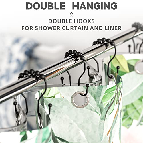 Double Shower Curtain Hooks - Rust-Proof Metal Rings for Curtain and Liner
