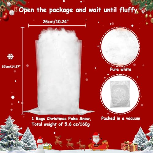 Fluffy White Artificial Christmas Snow Decor for Tree & Mantle - 7 oz