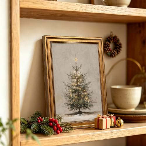 MUWAK Lighted Christmas Tree Wall Decor 16x12in Framed Canvas Christmas Wall Art